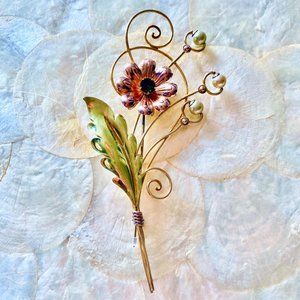 Vintage 1940s Van Dell 12K Gold Filled Floral Wire Brooch